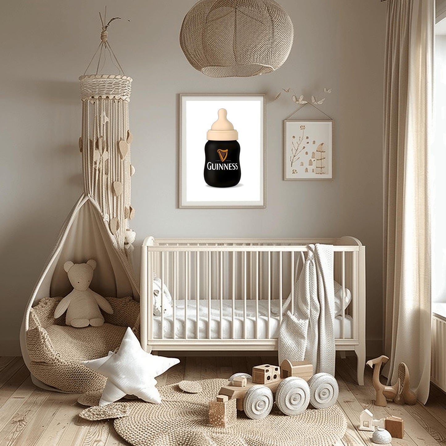 Guinness Baby Bottle Art Print: Funny Irish Pub Decor