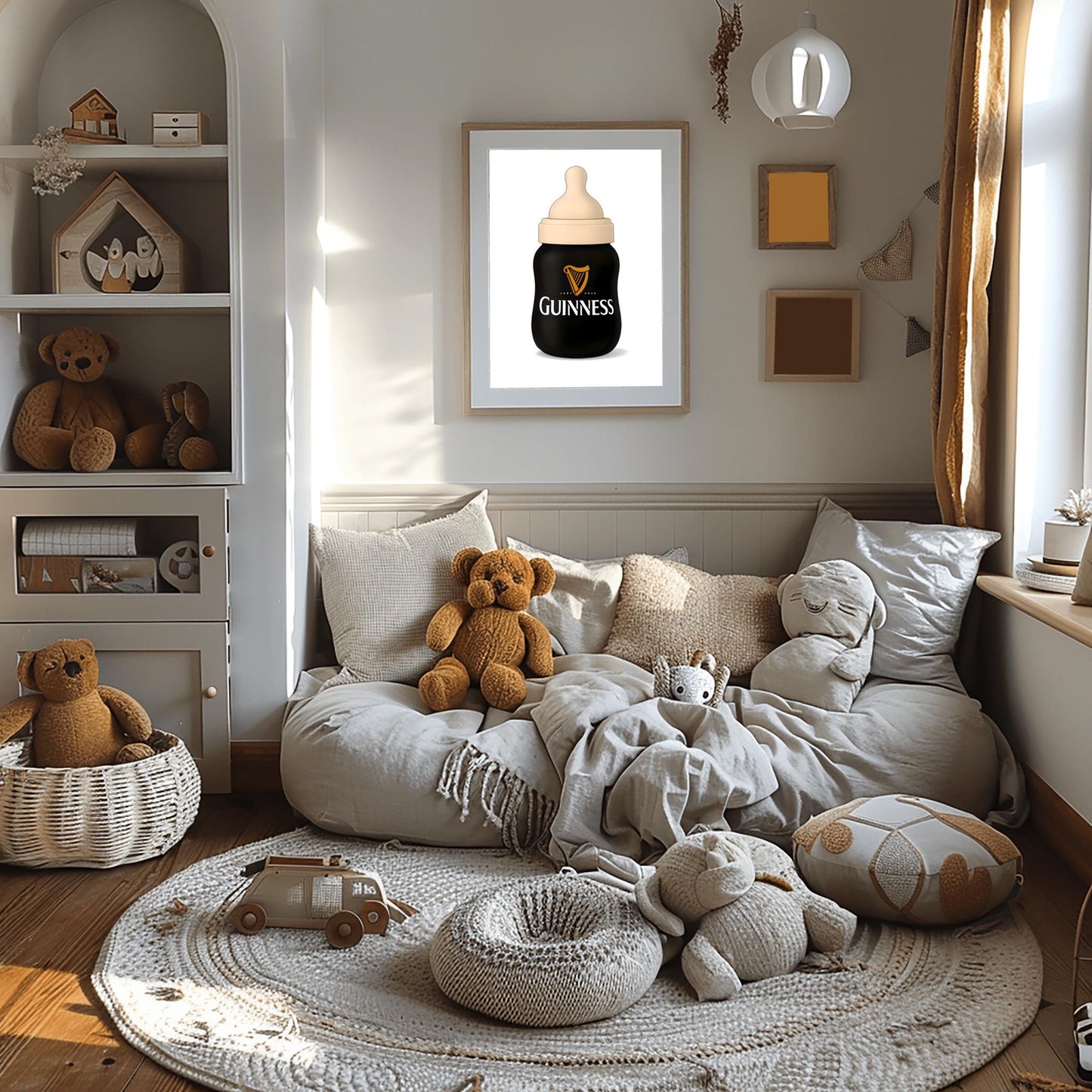 Guinness Baby Bottle Art Print: Funny Irish Pub Decor