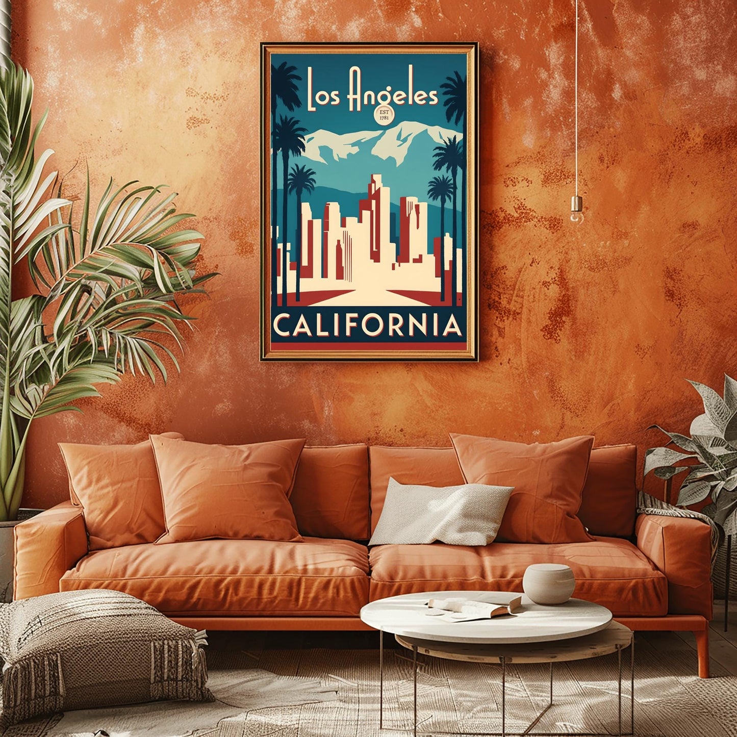 Vintage Los Angeles Travel Poster: Art Deco LA Skyline, Retro California Wall Art