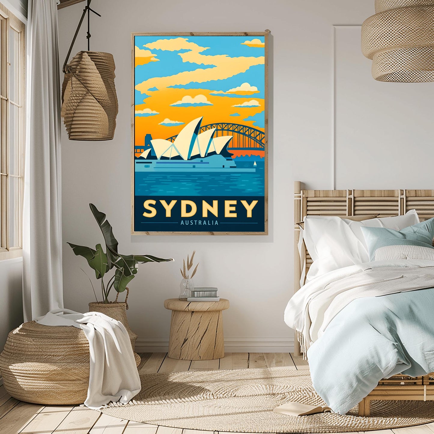 Vintage Sydney Travel Poster: Opera House & Harbour Bridge Art Print