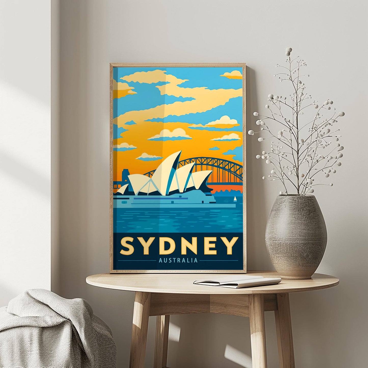 Vintage Sydney Travel Poster: Opera House & Harbour Bridge Art Print