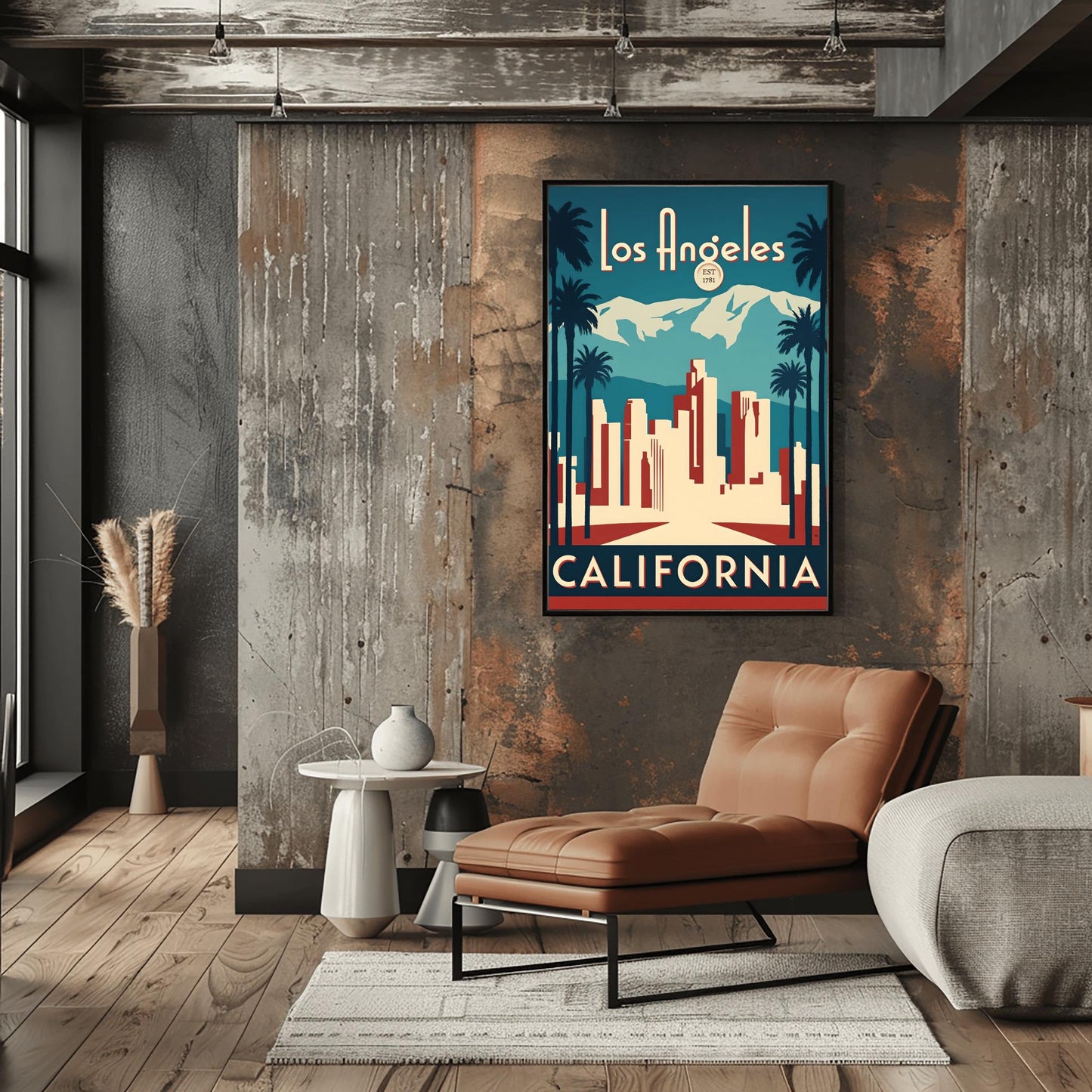 Vintage Los Angeles Travel Poster: Art Deco LA Skyline, Retro California Wall Art