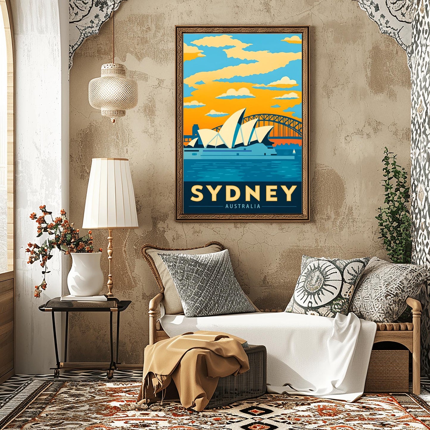 Vintage Sydney Travel Poster: Opera House & Harbour Bridge Art Print