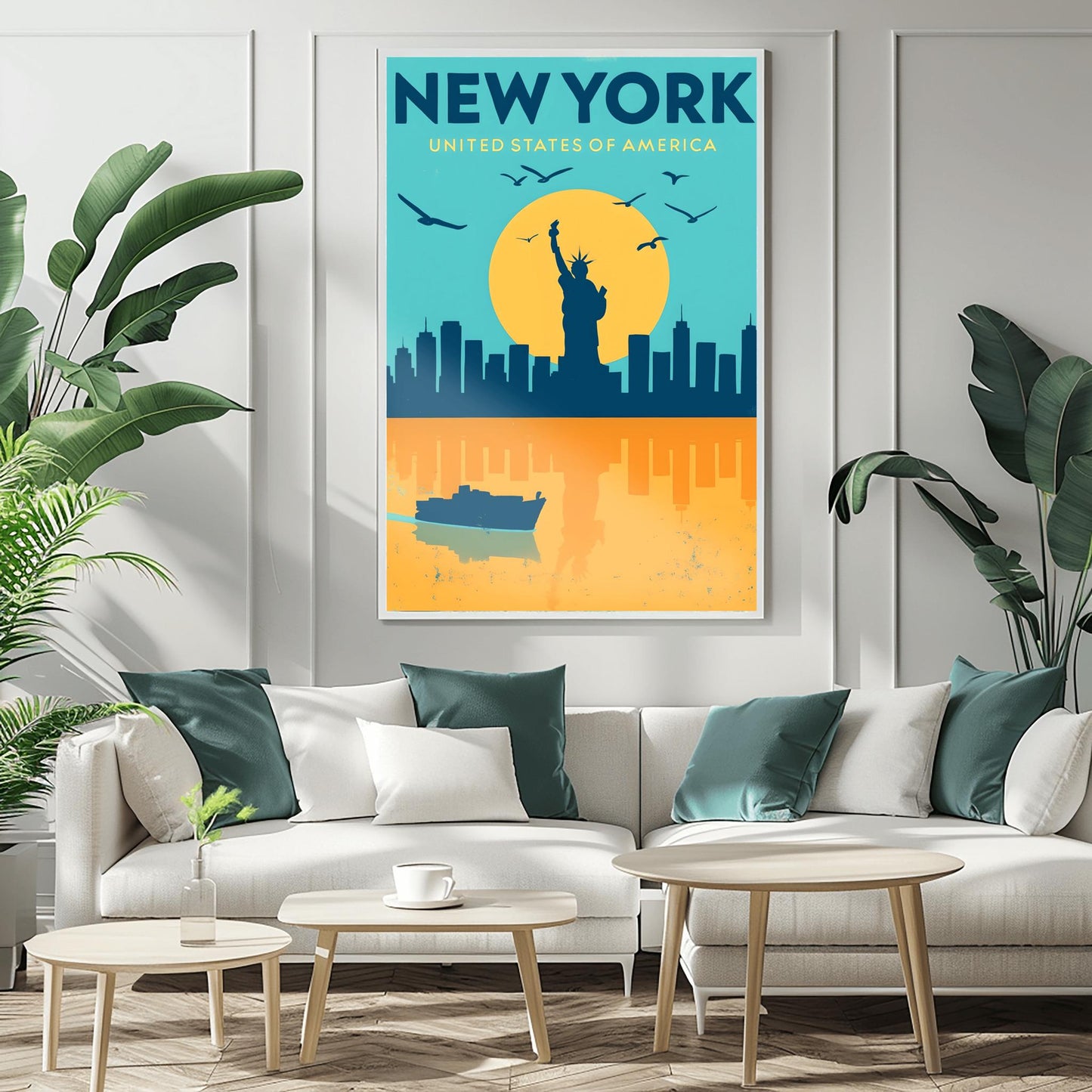 Vintage Statue of Liberty Print: Retro NYC Travel Poster