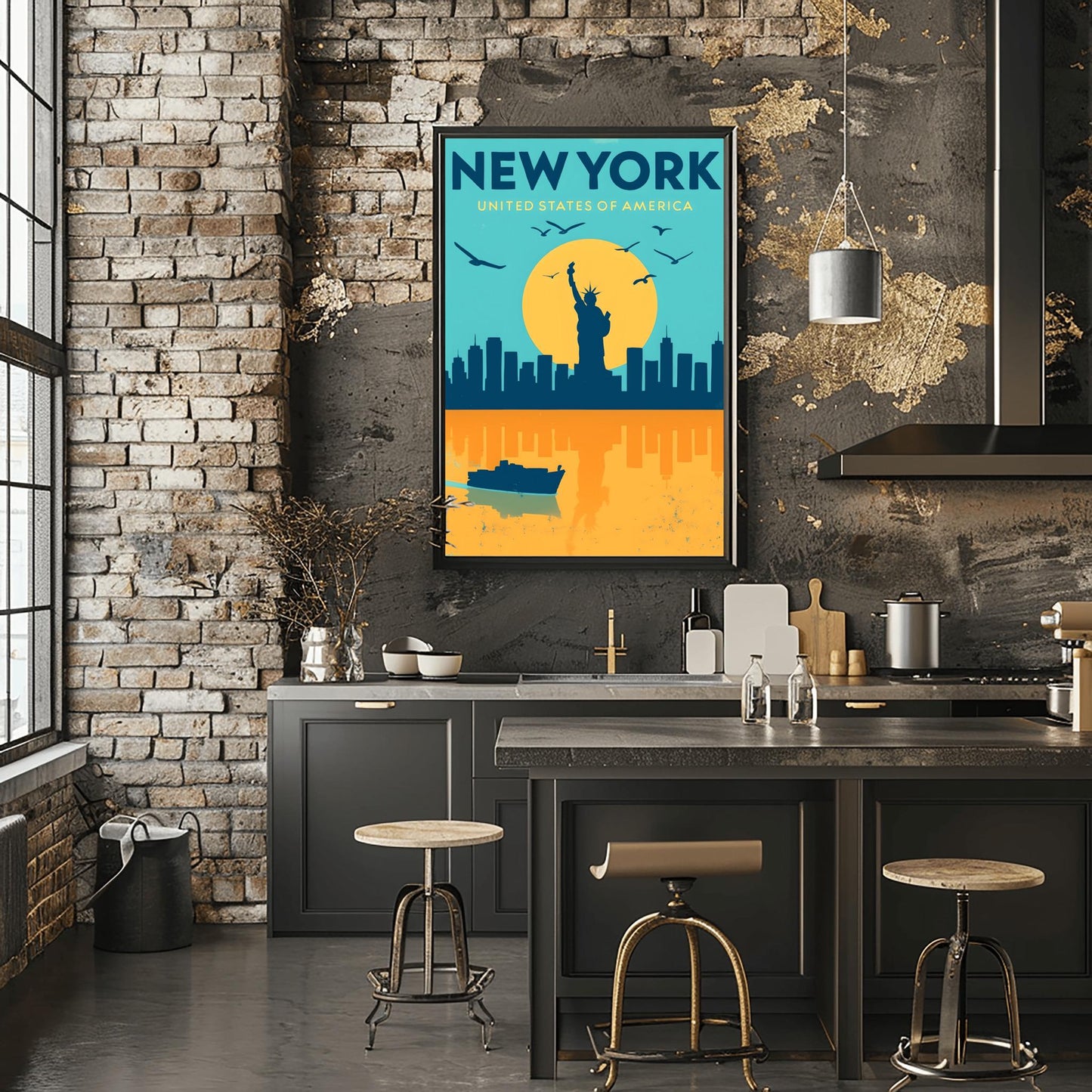 Vintage Statue of Liberty Print: Retro NYC Travel Poster