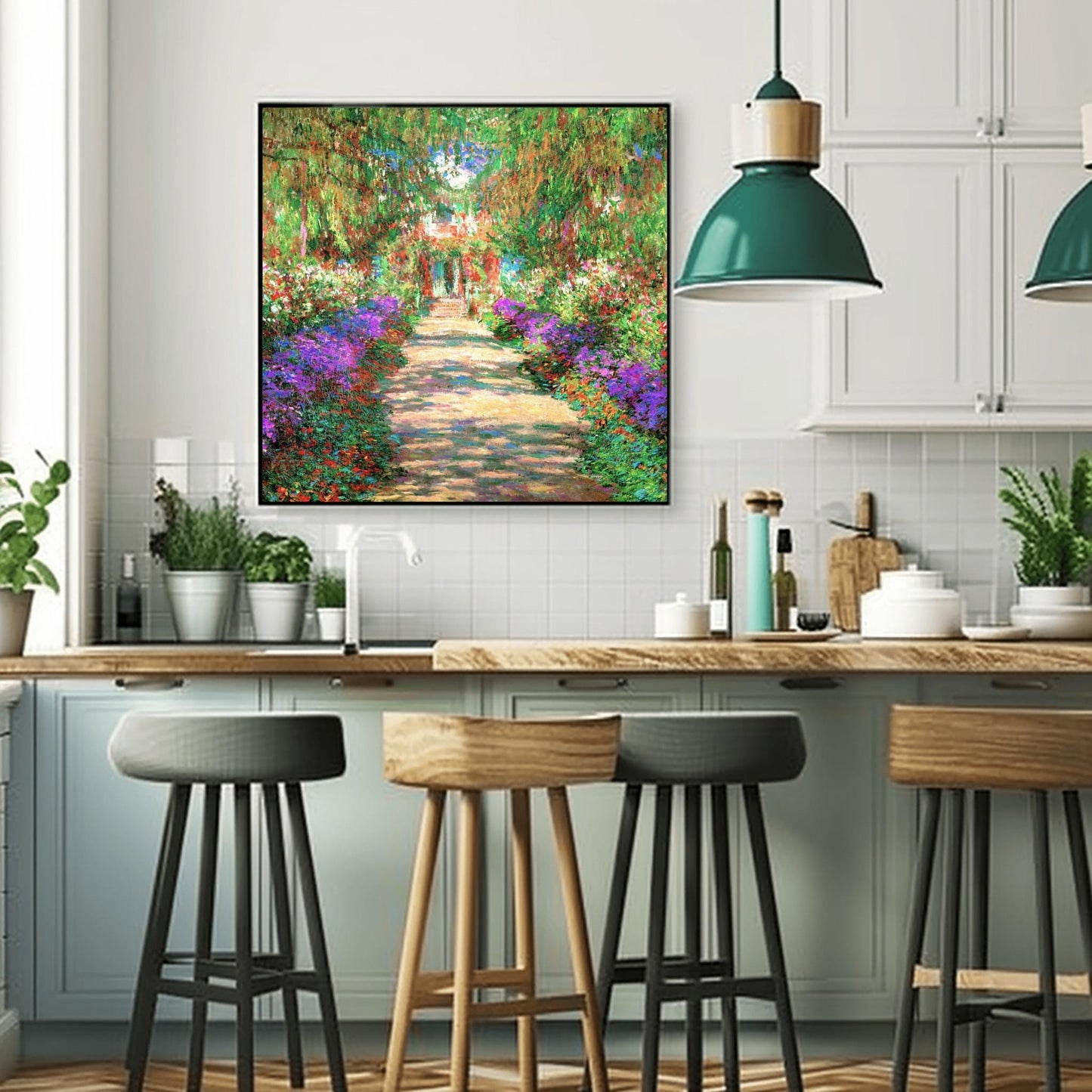 Monet Garden Path Art Print: Impressionist Floral Landscape Poster