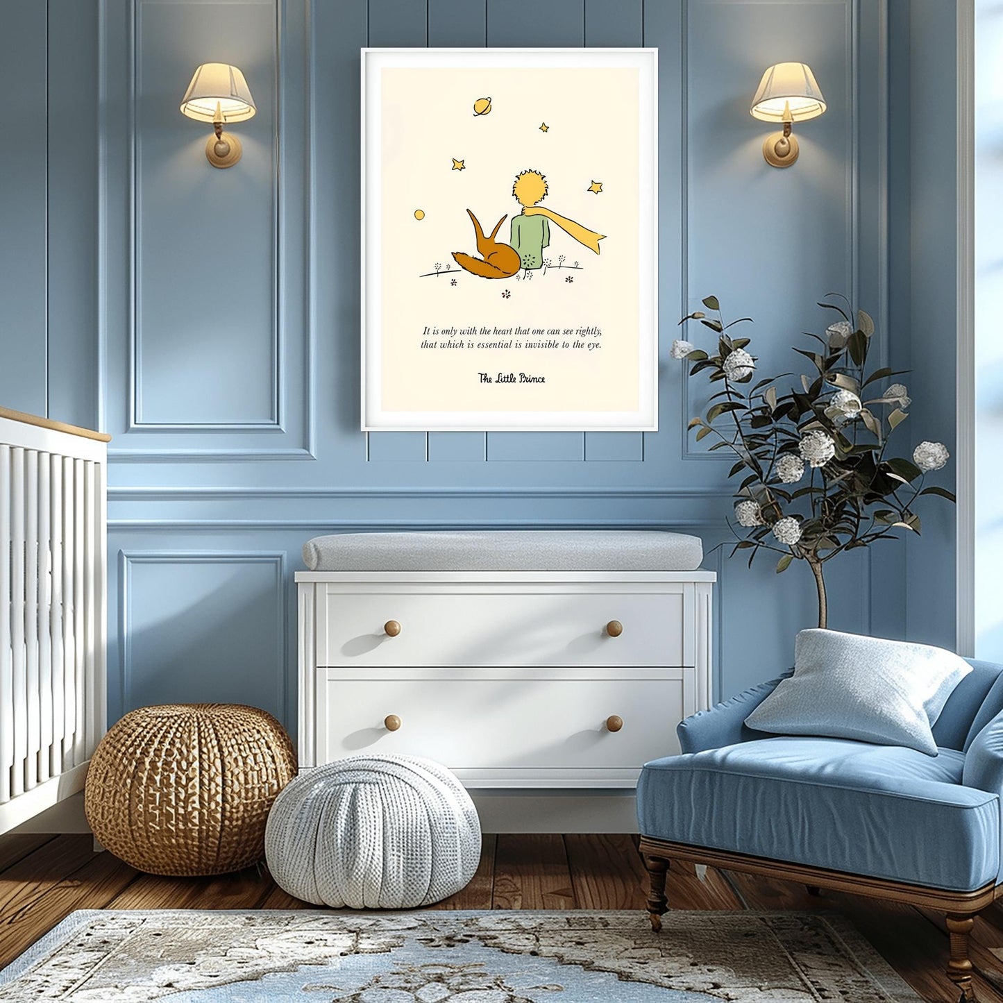 The Little Prince Print: Fox Illustration, Classic Nursery Quote