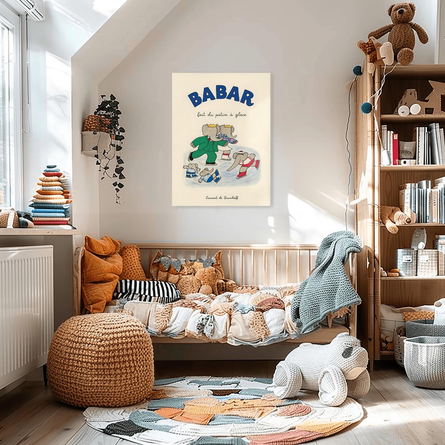 Babar the Elephant Print: Retro Nursery Decor, Kids Room Art
