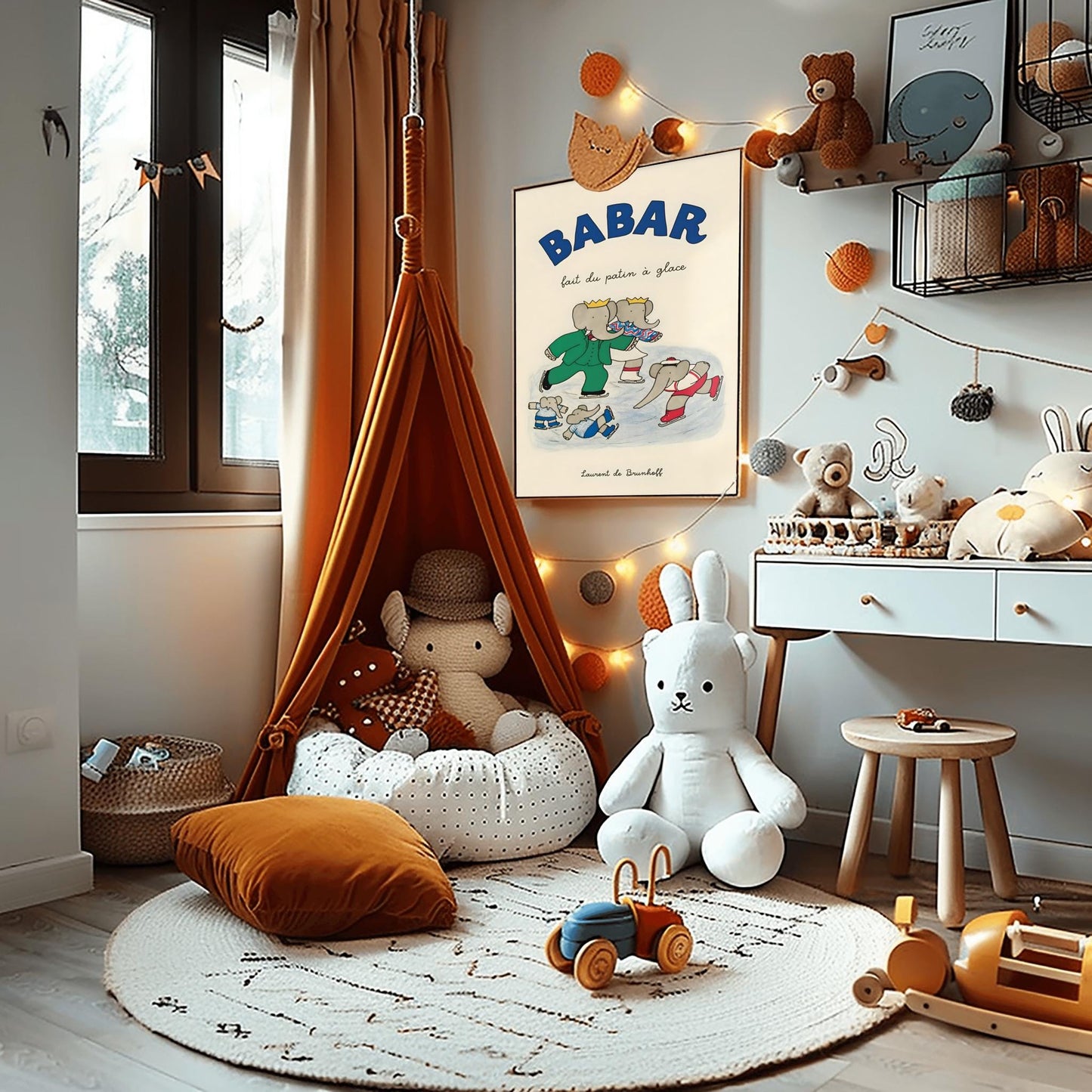 Babar the Elephant Print: Retro Nursery Decor, Kids Room Art