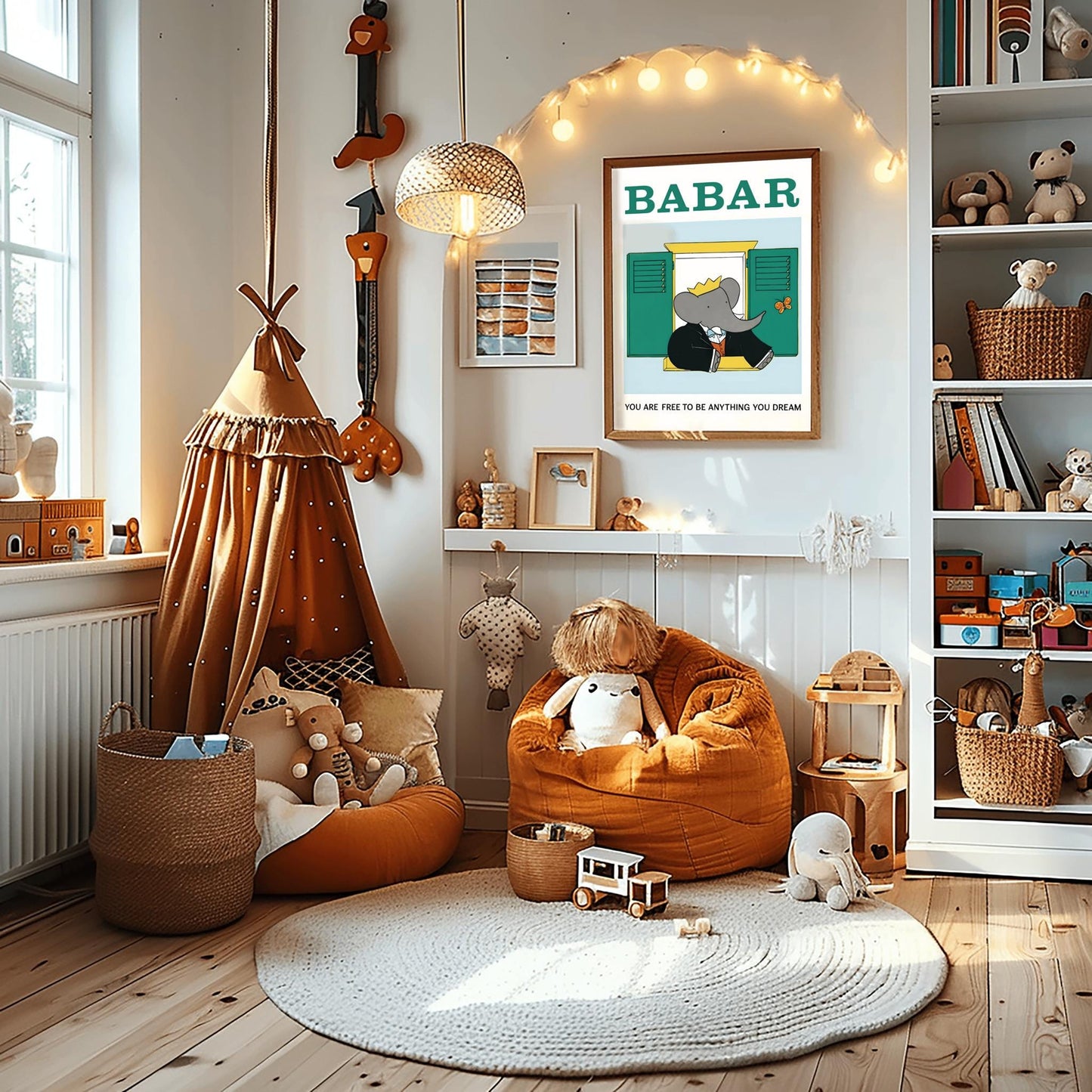 Babar the Elephant Print: Retro Nursery Decor, Kids Room Art