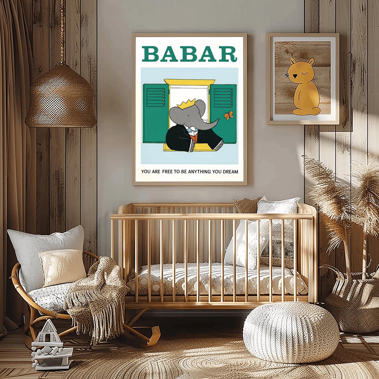 Babar the Elephant Print: Retro Nursery Decor, Kids Room Art