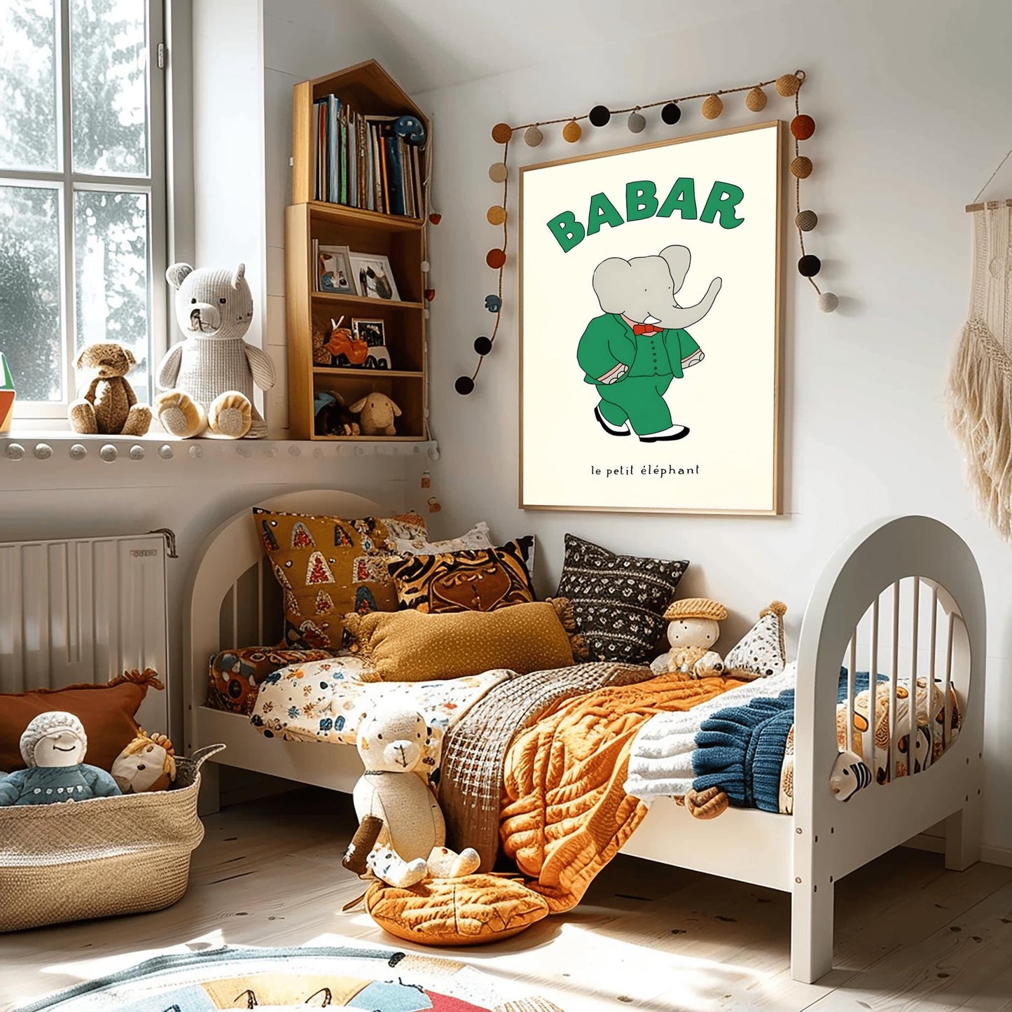 Babar the Elephant Print: Retro Nursery Decor, Kids Room Art
