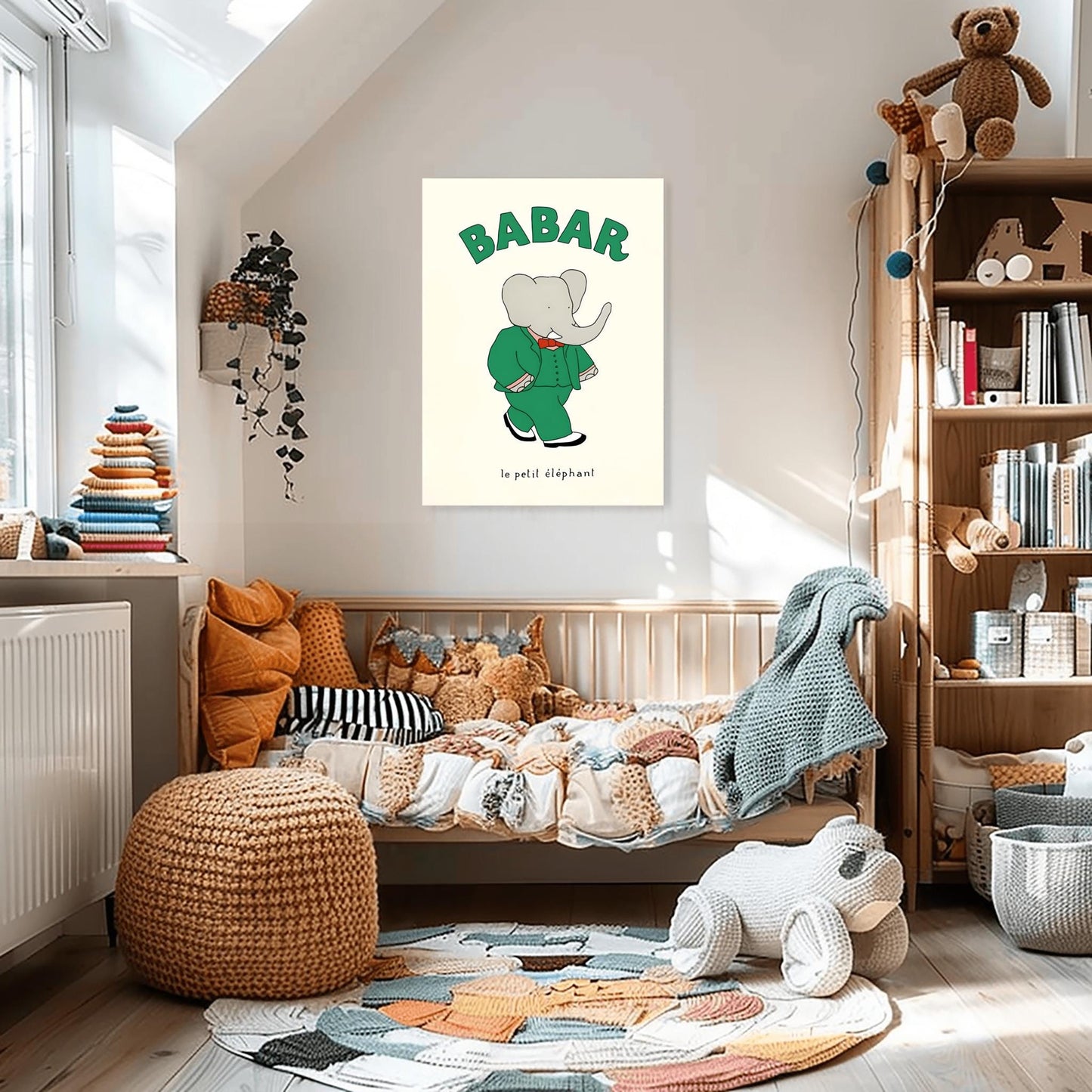 Babar the Elephant Print: Retro Nursery Decor, Kids Room Art