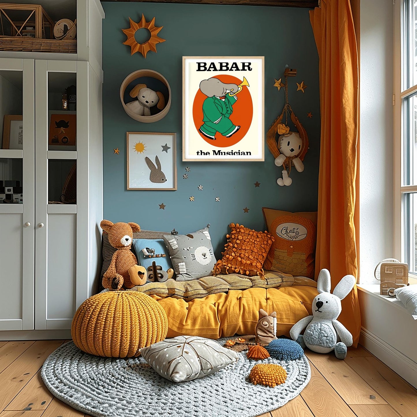 Babar the Elephant Print: Retro Nursery Decor, Kids Room Art