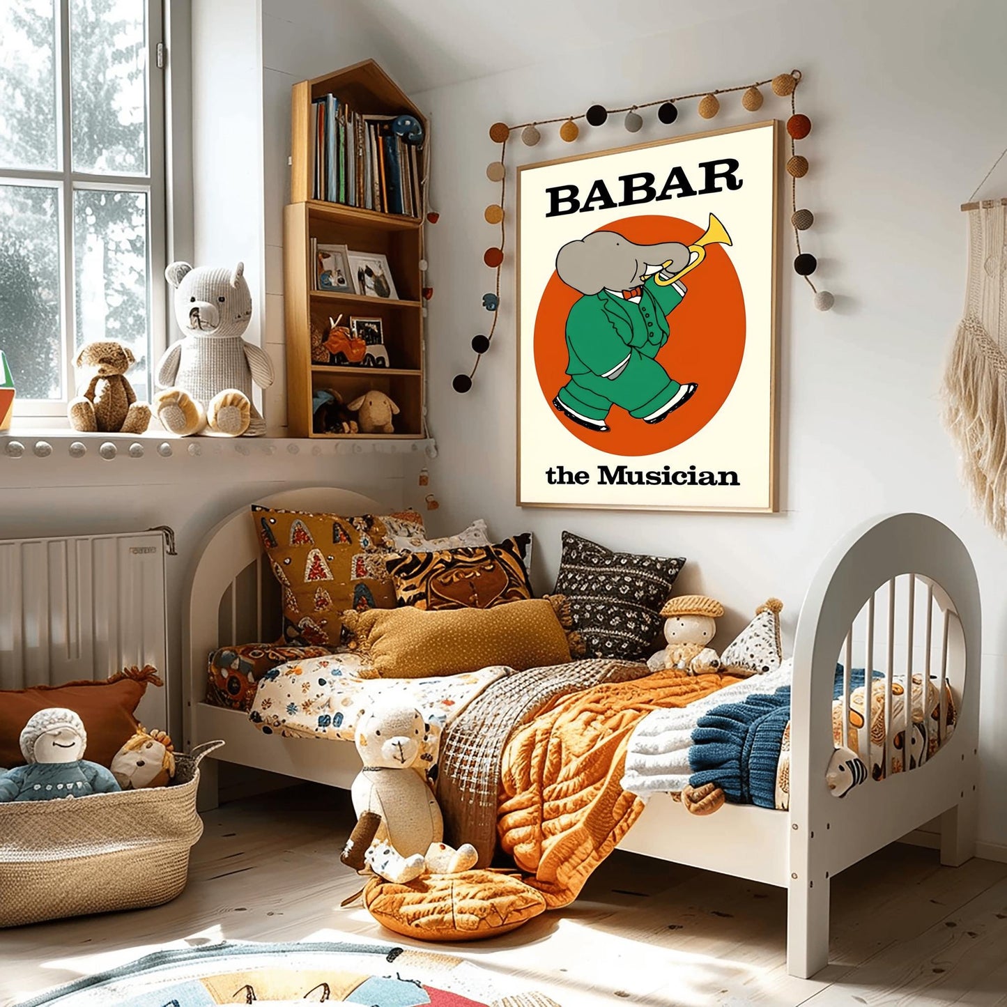 Babar the Elephant Print: Retro Nursery Decor, Kids Room Art