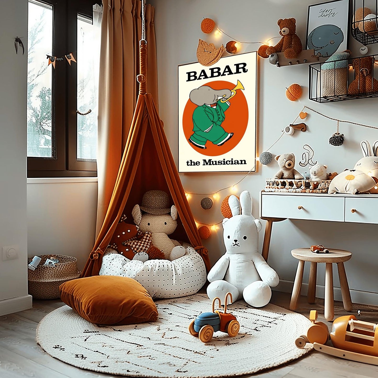 Babar the Elephant Print: Retro Nursery Decor, Kids Room Art