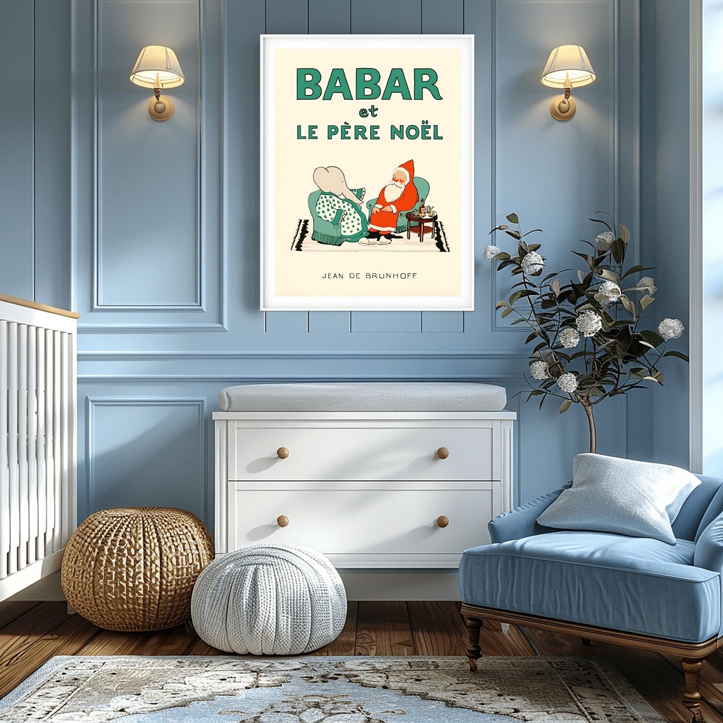 Babar the Elephant Print: Retro Nursery Decor, Kids Room Art