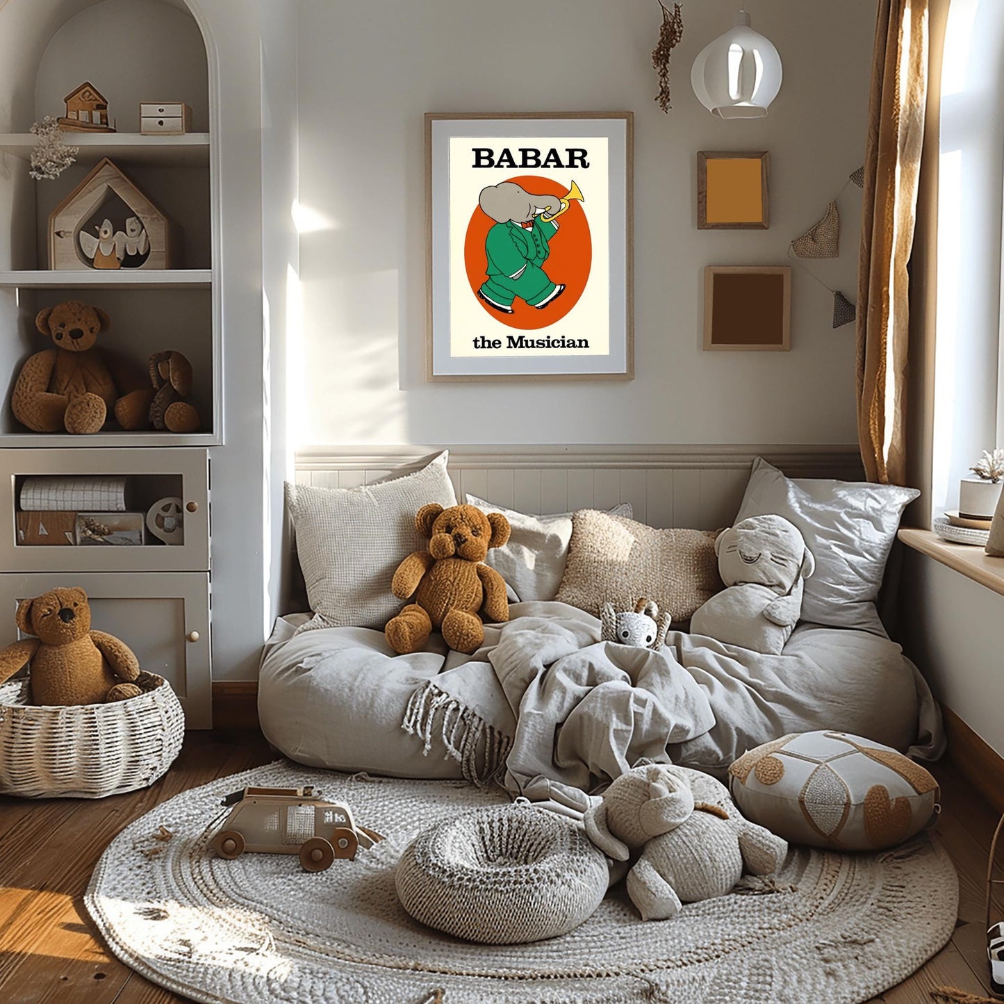 Babar the Elephant Print: Retro Nursery Decor, Kids Room Art