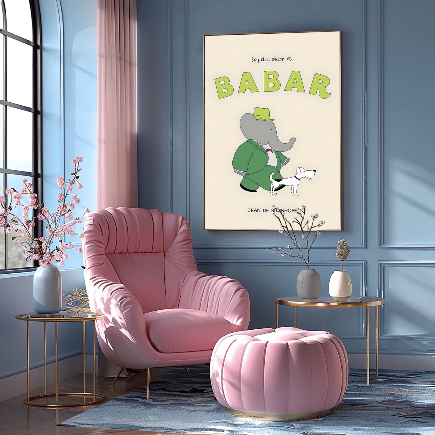 Babar the Elephant Print: Retro Nursery Decor, Kids Room Art