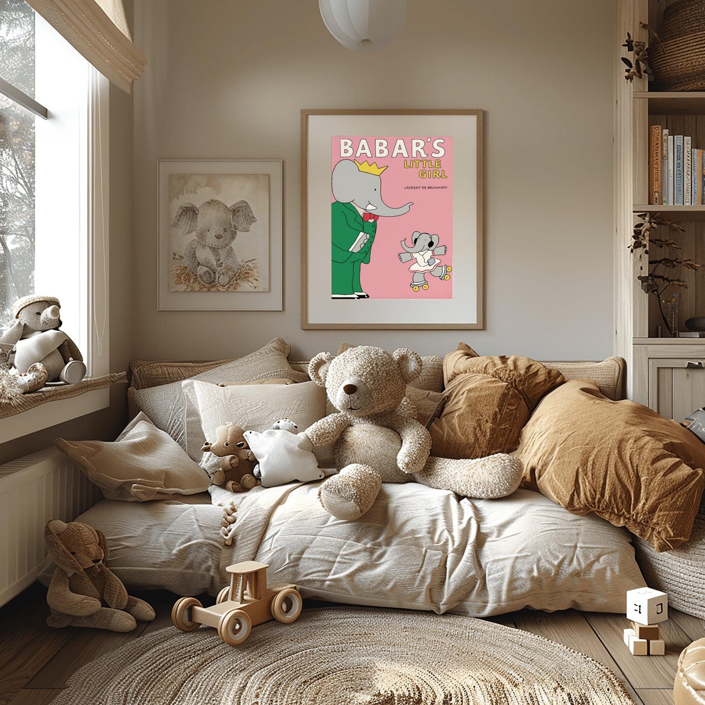 Babar the Elephant Print: Retro Nursery Decor, Playroom Wall Art