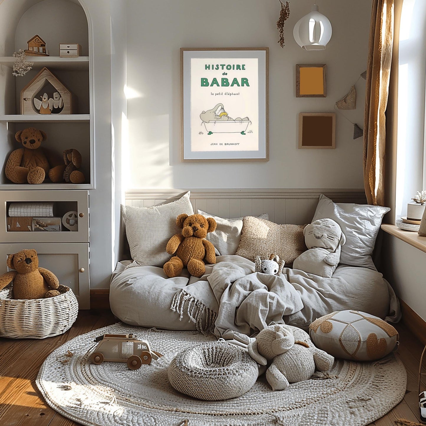 Babar the Elephant Print: Retro Nursery Decor, Kids Room Art