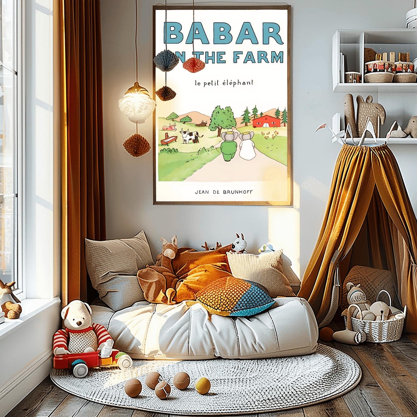 Babar the Elephant Print: Retro Nursery Decor, Kids Room Art