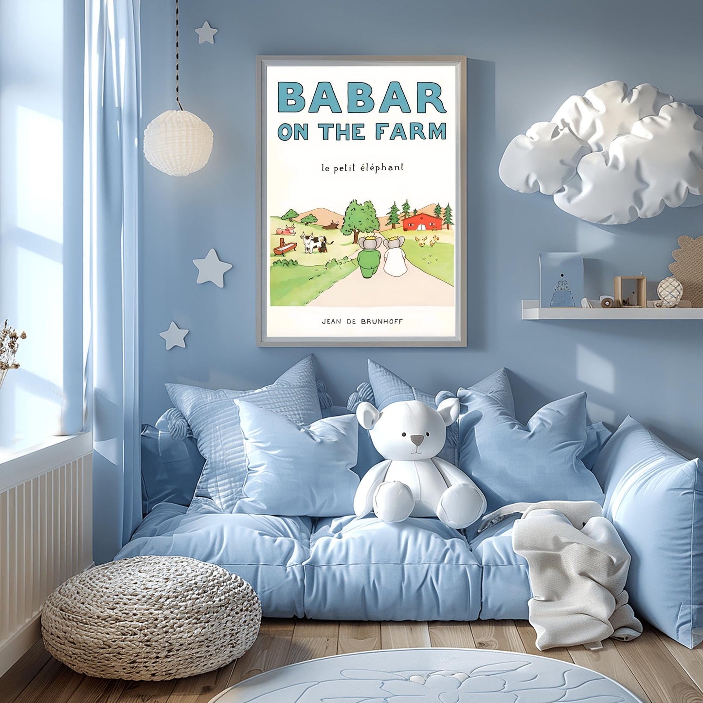 Babar the Elephant Print: Retro Nursery Decor, Kids Room Art