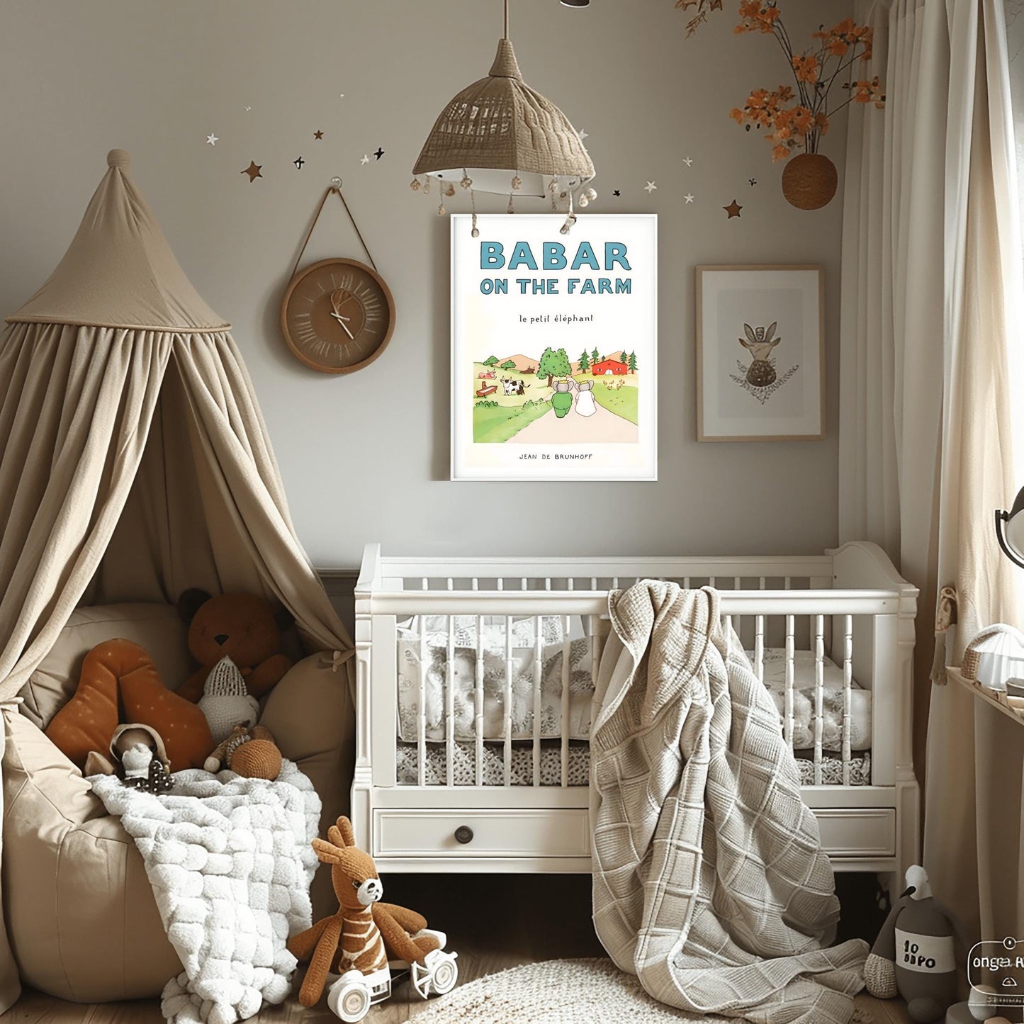 Babar the Elephant Print: Retro Nursery Decor, Kids Room Art