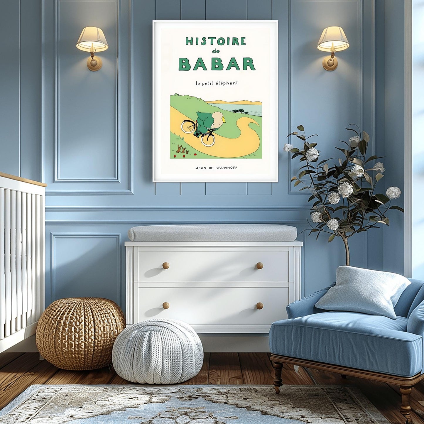 Babar the Elephant Print: Retro Nursery Decor, Kids Room Art
