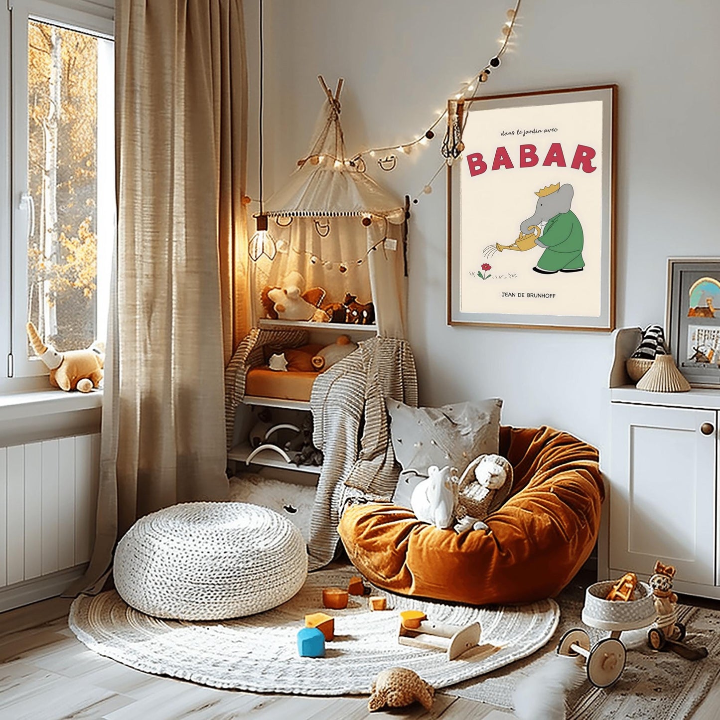Babar the Elephant Print: Retro Nursery Decor, Kids Room Wall Art