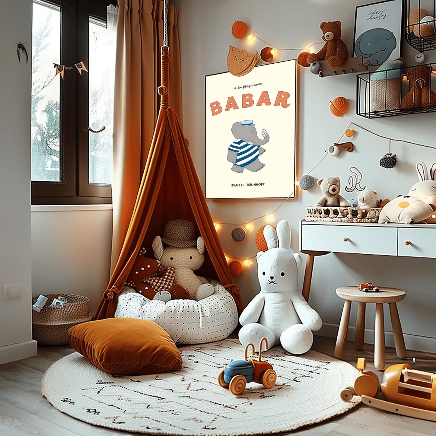 Babar the Elephant Print: Retro Nursery Decor, Kids Room Art