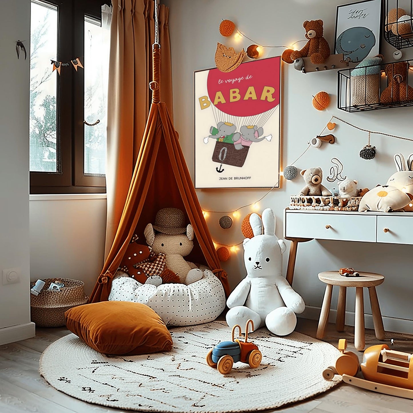 Babar the Elephant Print: Retro Nursery Decor, Kids Room Art