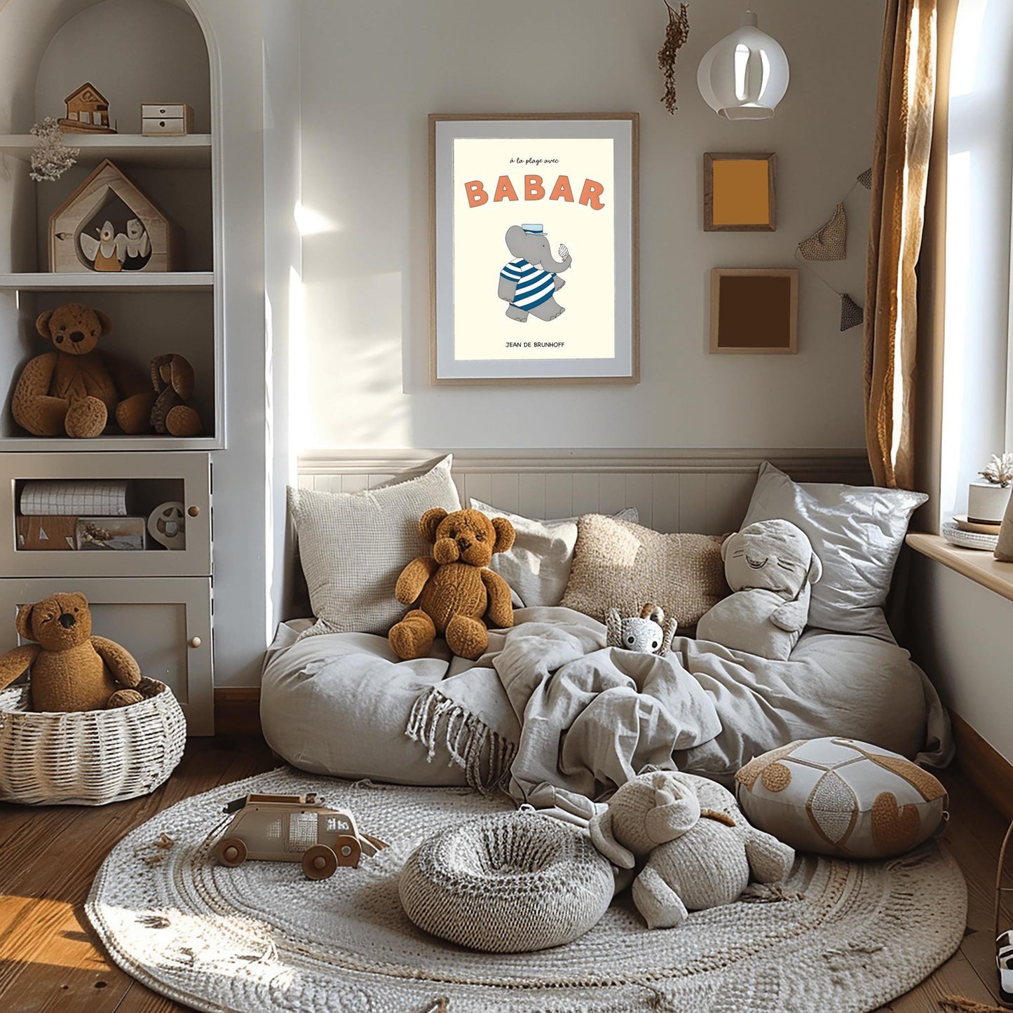Babar the Elephant Print: Retro Nursery Decor, Kids Room Art