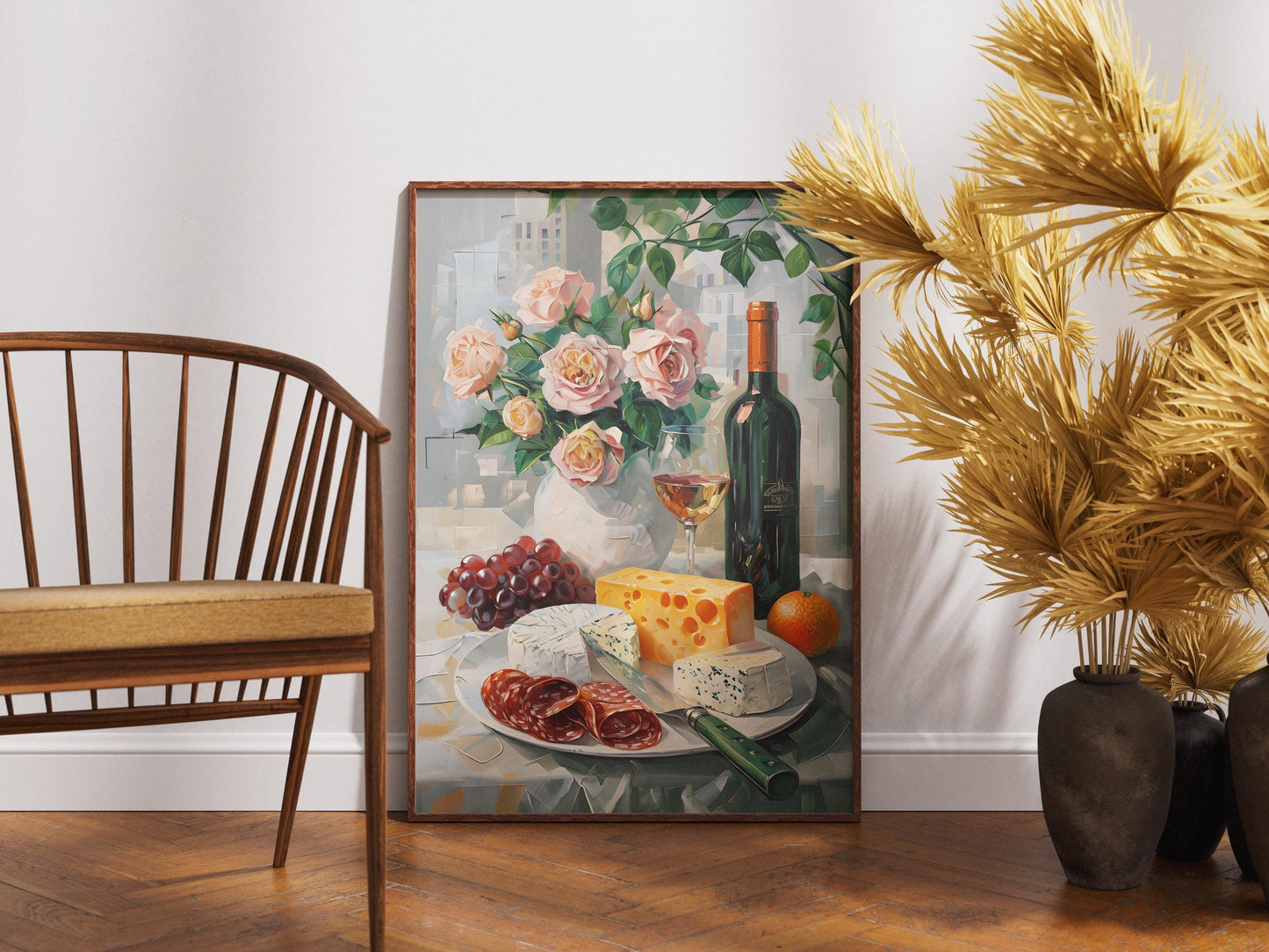 Vintage Mediterranean Food Poster: Retro Kitchen Tablescape Art Print
