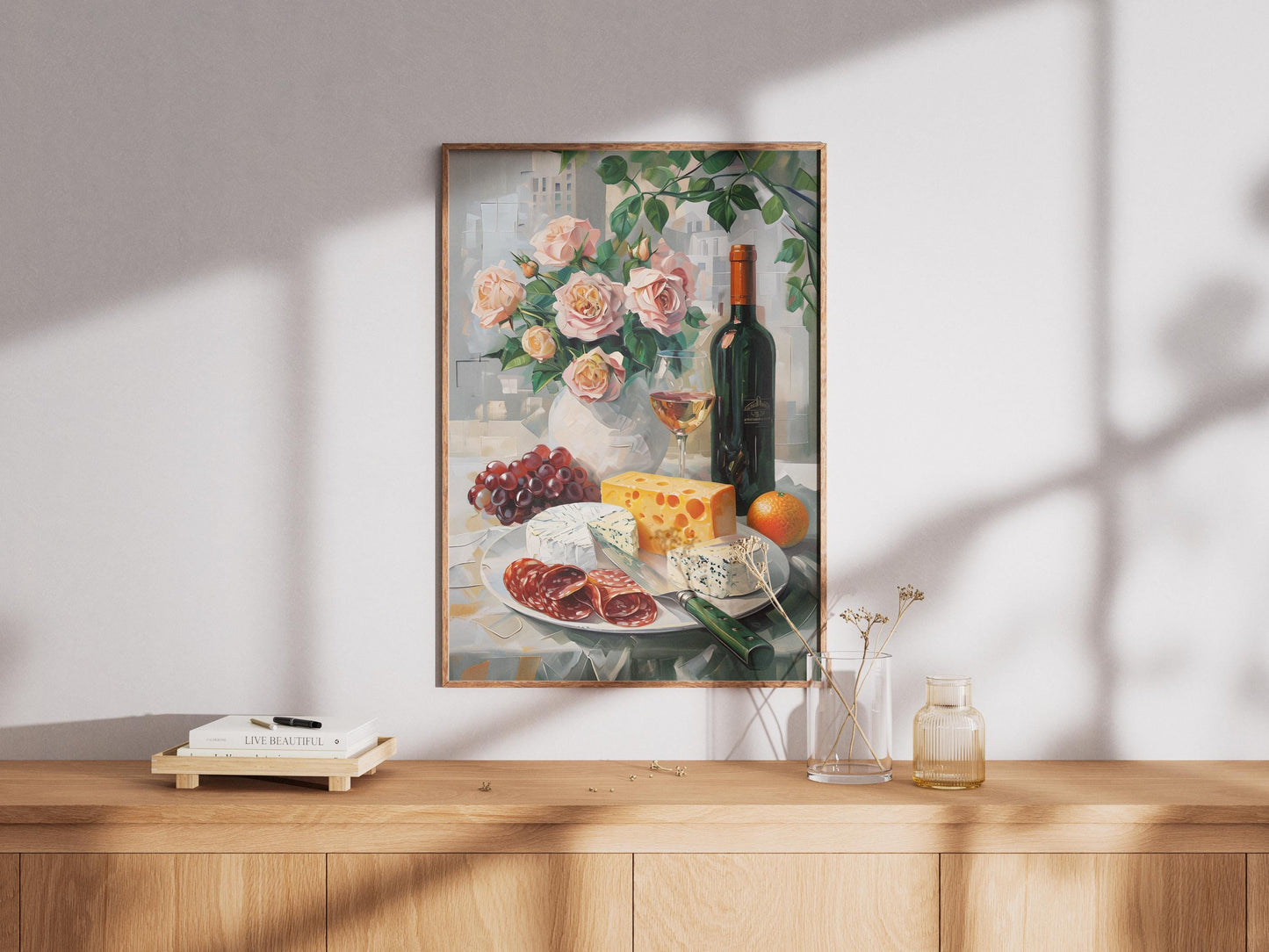 Vintage Mediterranean Food Poster: Retro Kitchen Tablescape Art Print