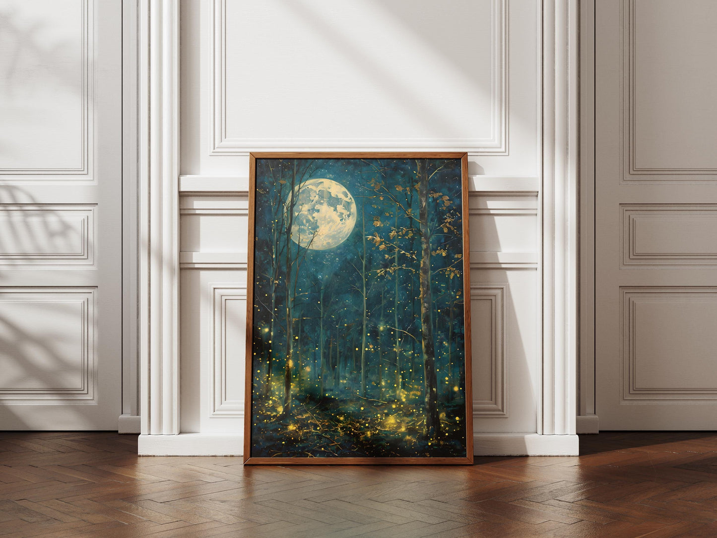 Mystical Moon & Stars Print: Dark Forest Landscape (Digital Download)