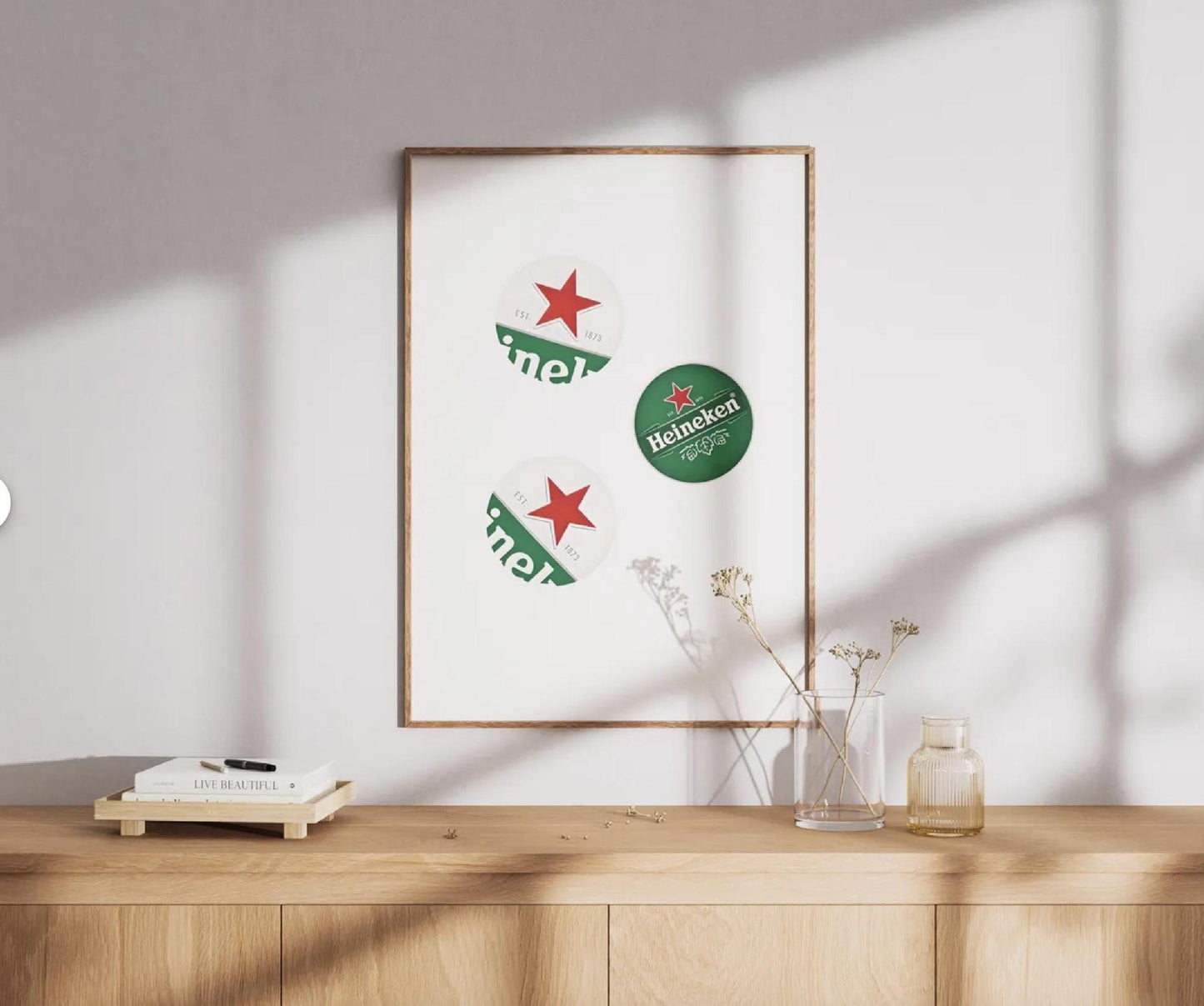 Heineken Bottle Caps Print: Man Cave Bar Decor (Digital Download)