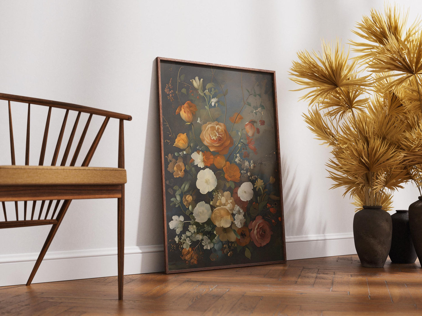 Vintage Fall Floral Print: Moody Autumn Botanical Art (Digital Download))