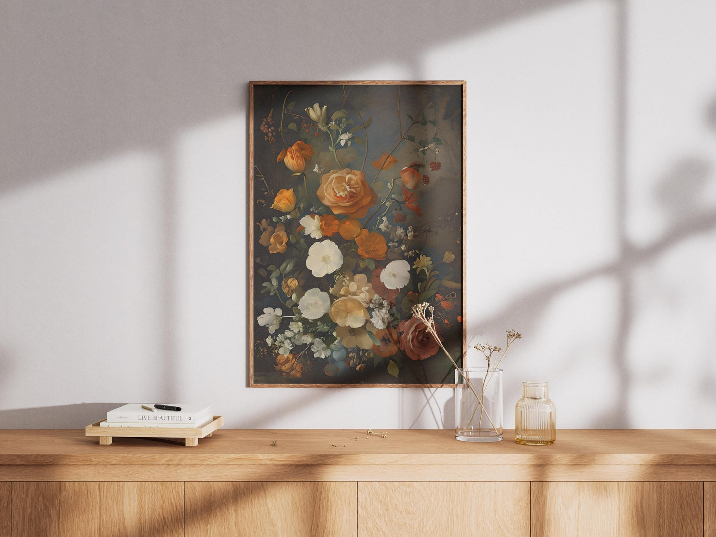 Vintage Fall Floral Print: Moody Autumn Botanical Art (Digital Download))