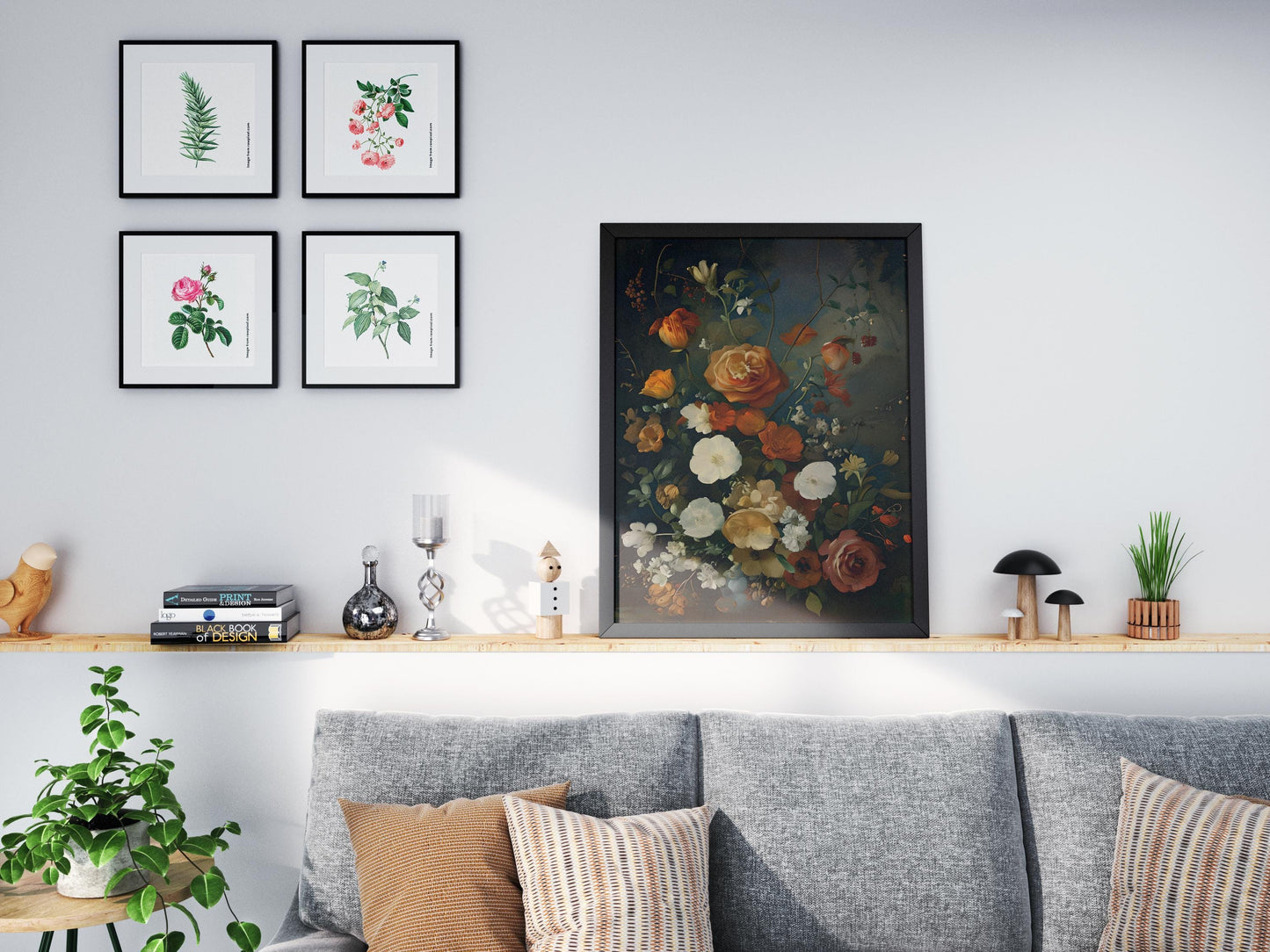 Vintage Fall Floral Print: Moody Autumn Botanical Art (Digital Download))
