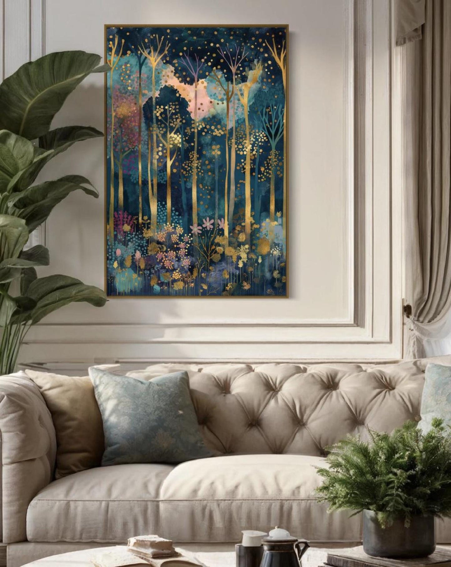 Gustav Klimt Inspired Forest Print: Luxury Autumn Home Decor