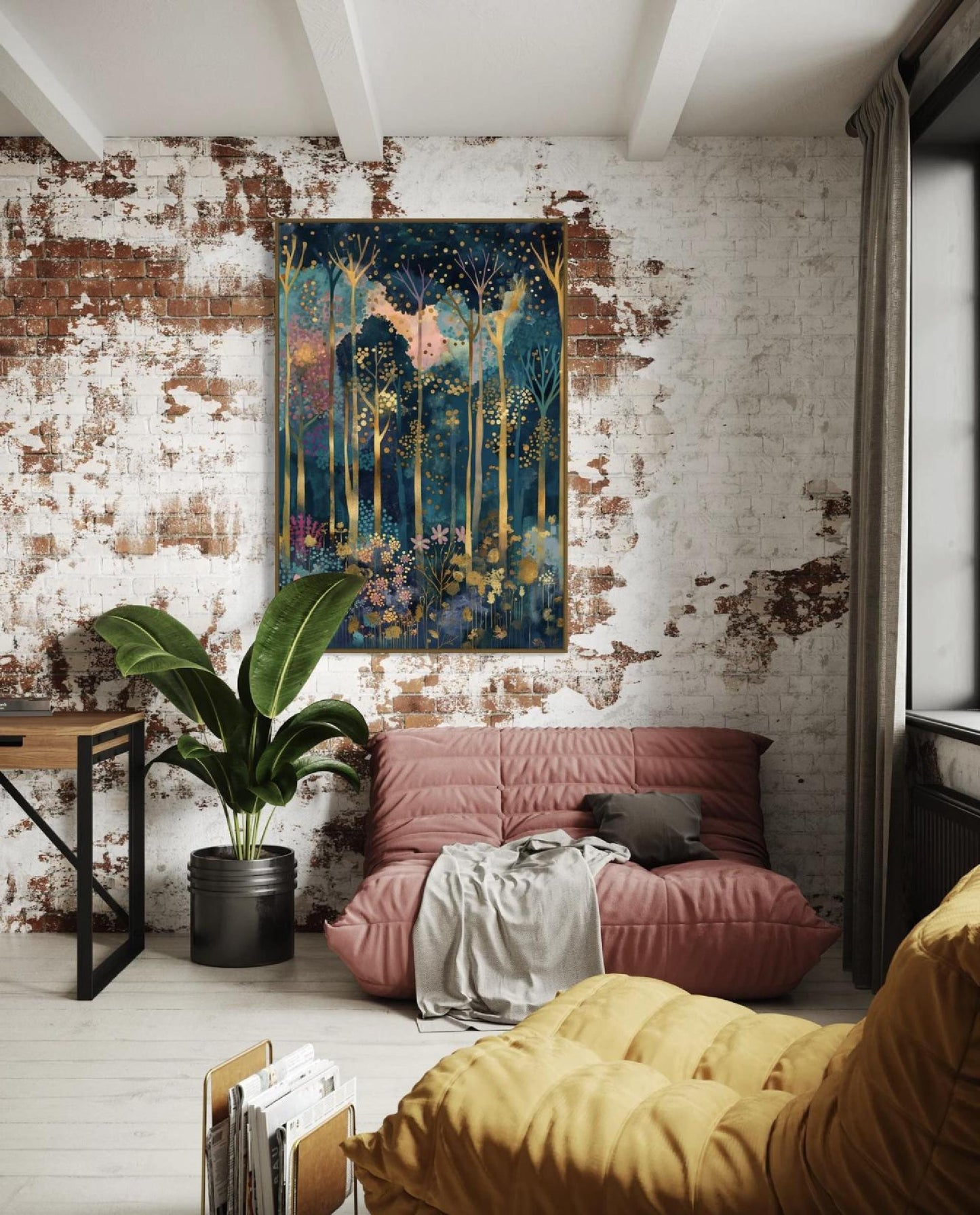 Gustav Klimt Inspired Forest Print: Luxury Autumn Home Decor