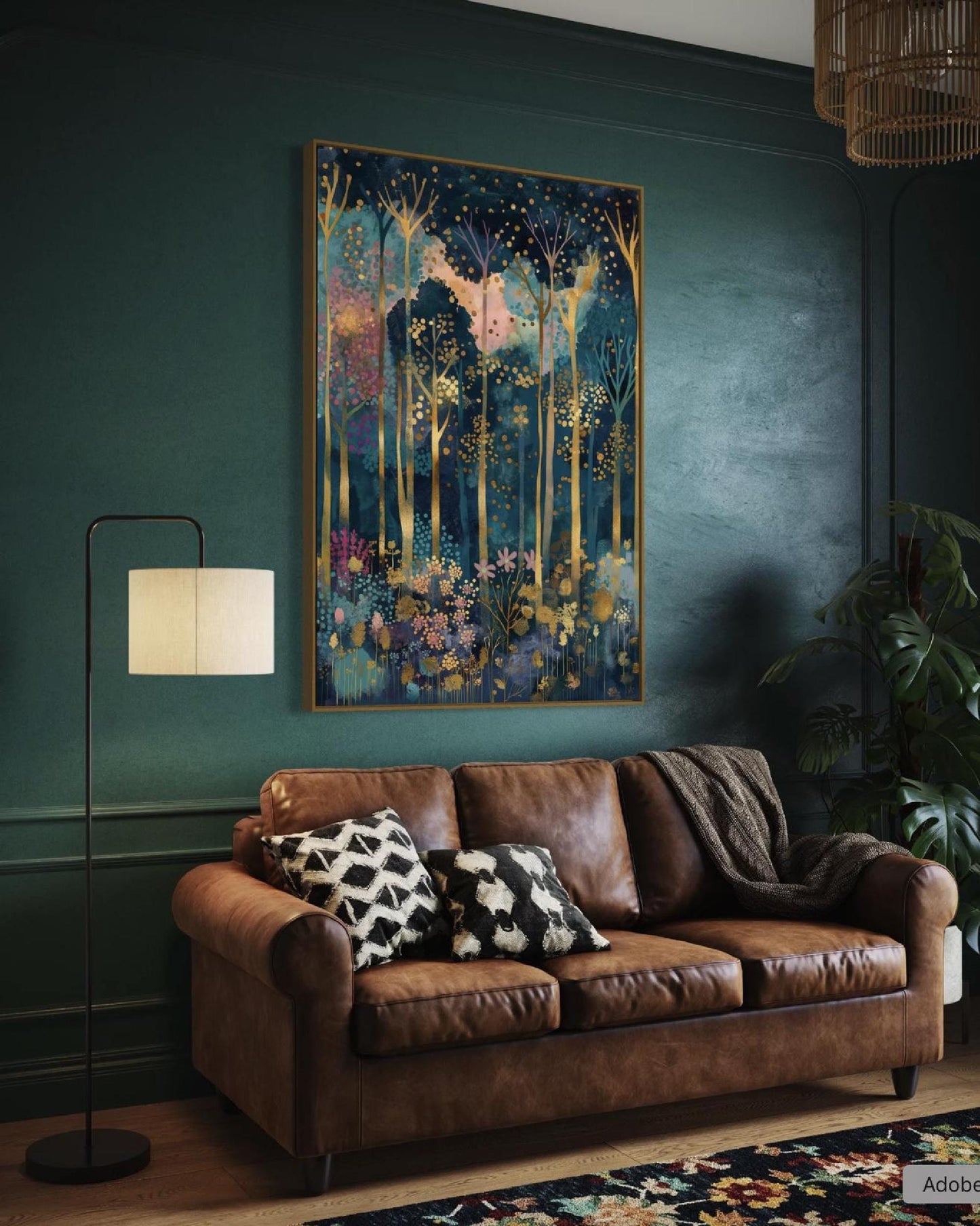 Gustav Klimt Inspired Forest Print: Luxury Autumn Home Decor