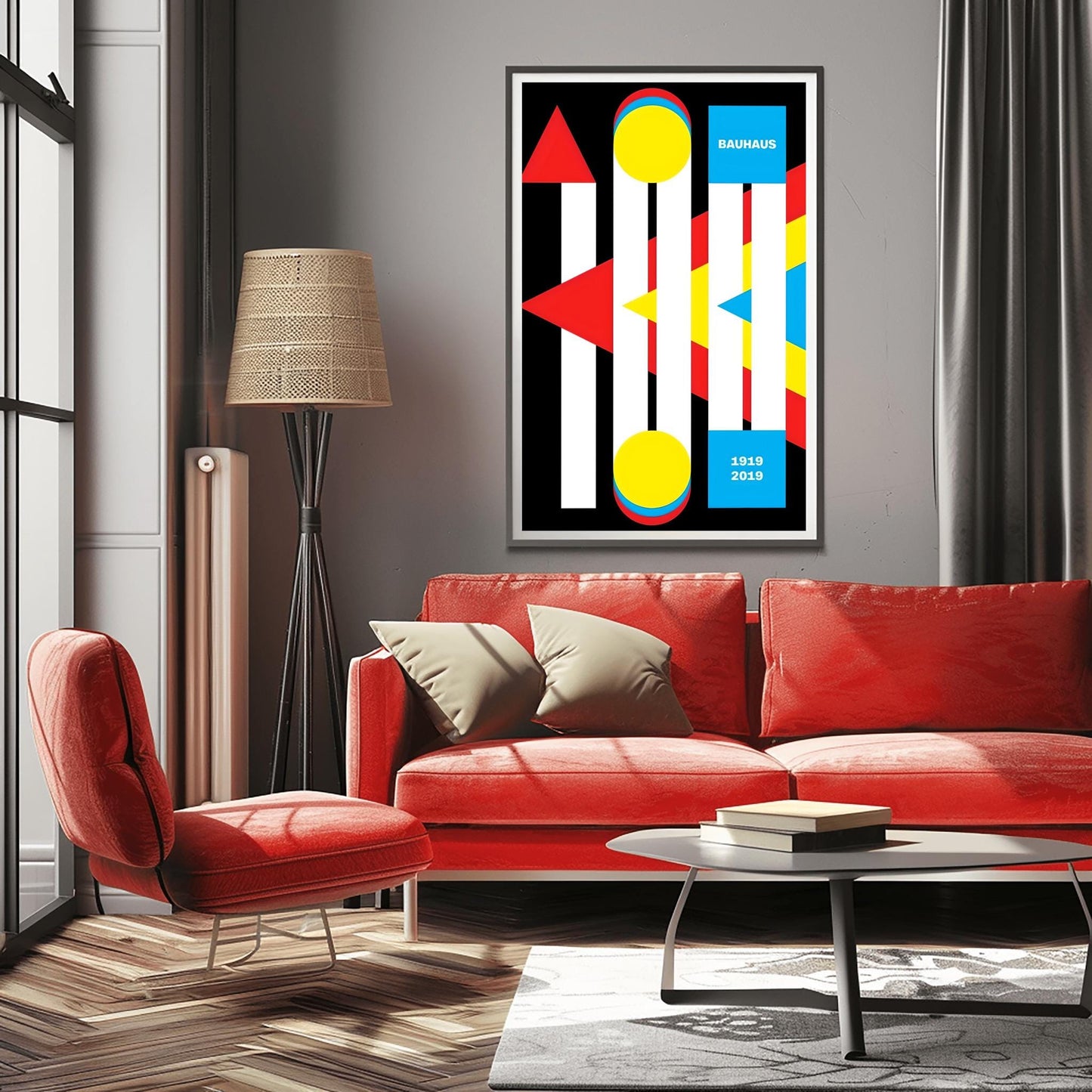 Bauhaus Centenary 1919-2019 Poster, Minimalist Art Print, Modern Art Wall Decor