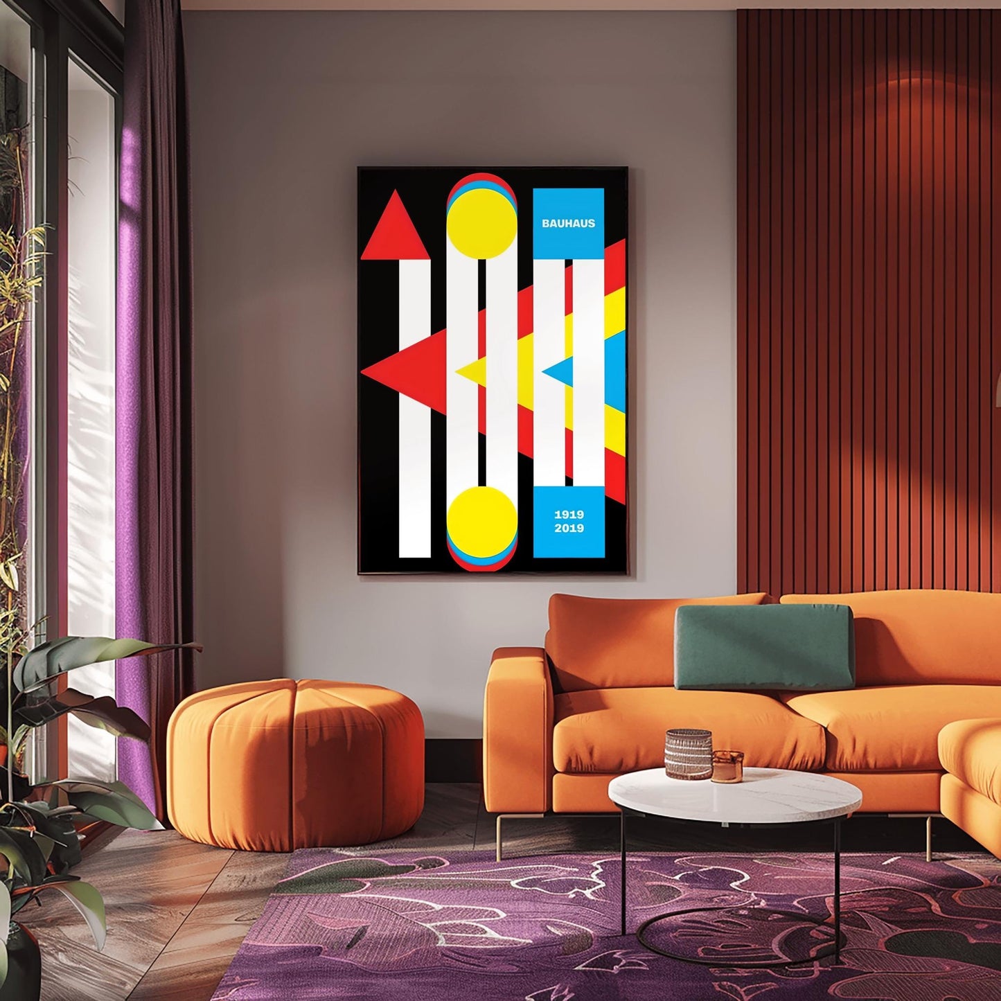 Bauhaus Centenary 1919-2019 Poster, Minimalist Art Print, Modern Art Wall Decor