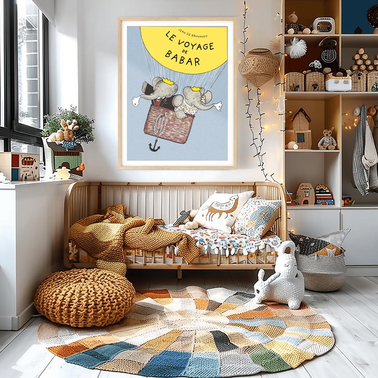 Babar Le Voyage de Babar Poster, Classic French Children's Book Art, Nursery Decor