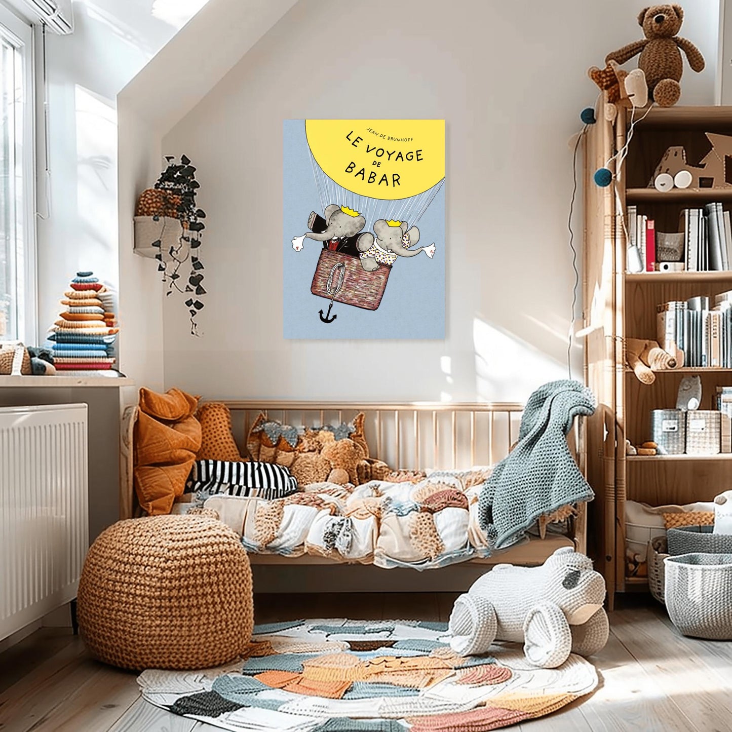 Babar Le Voyage de Babar Poster, Classic French Children's Book Art, Nursery Decor