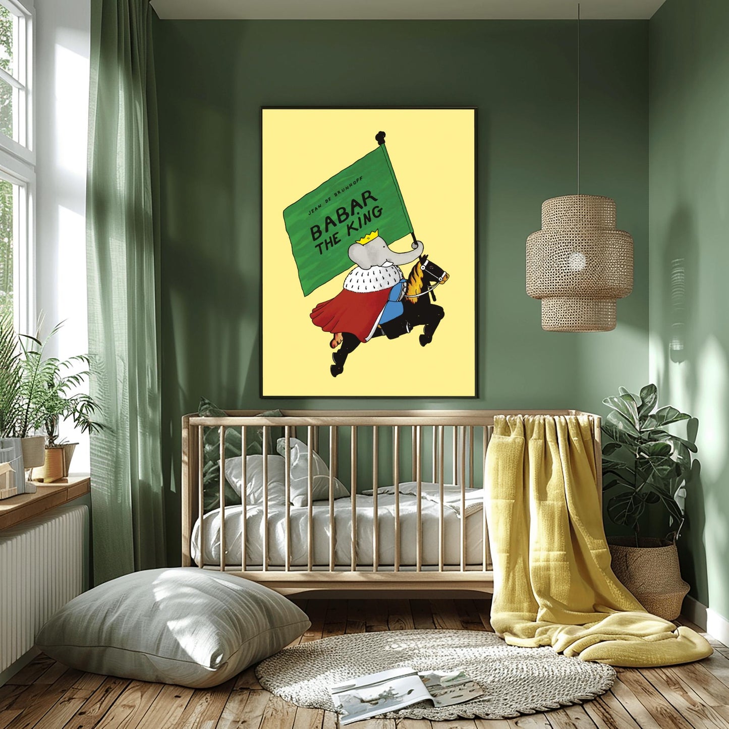 Babar The King Poster, Classic Children's Book Art, Whimsical Nursery Decor