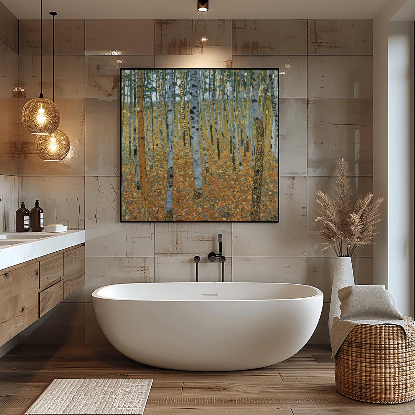 Gustav Klimt 'The Birch Forest' Print, Autumn Landscape Wall Art, Fine Art Reproduction