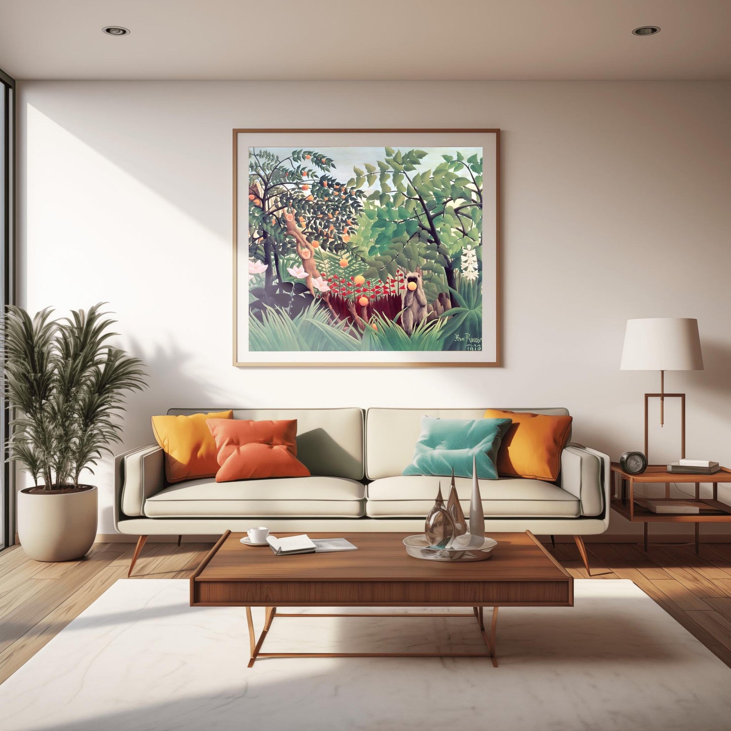 Henri Rousseau 'Exotic Landscape' Print, Folk Art Jungle, Surreal Wall Decor